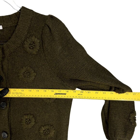 Madewell S 3D Floral Edencroft Pleat Sleeve Merino Wool Alpaca Cardigan Sweater - Picture 9 of 14